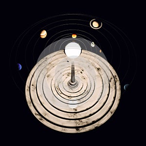 The image of a model of the solar system