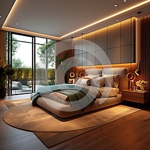 Image Modern bedroom interior luxury design in apartment or house concept