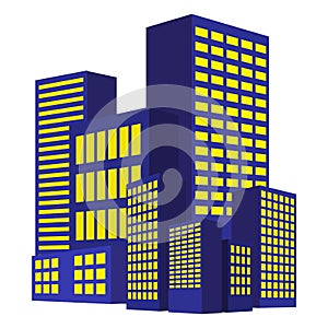 Image of modern building, Urban cityscape, City Lights, metropolis. Vector illustration on white background.