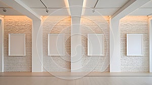 Empty White Picture Frames on Brick Wall Gallery Interior Design