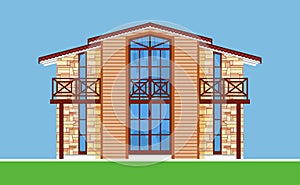 Image of modern townhouse with big windows.