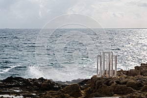 Image of modern white building on seashore