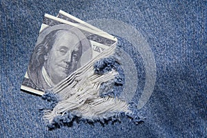 Image of money jeans background