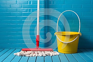 Image Mop and bucket symbolize cleanliness and home hygiene