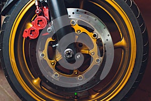 This is the image of a motorcycle brake disc, brake system.