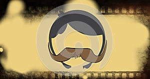Image of moustache icons moving on yellow background