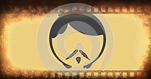 Image of moustache icons moving on yellow background