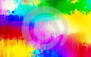 The image is a multicolored grunge background with splashes of paint and abstract brush strokes.
