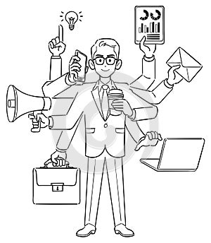 The image of a Multitasking businessman