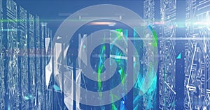 Image of network of connection over data processing on computer servers