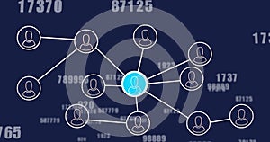 Image of network of connections and data processing over dark background