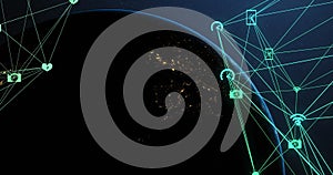 Image of network of connections data processing over globe