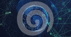 Image of network of connections data processing over globe