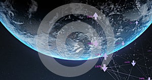 Image of network of connections data processing over globe