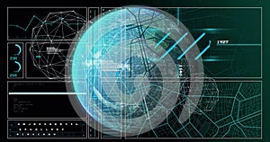 Image of network of connections and data processing over globe