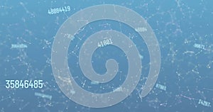 Image of network of connections with numbers over binary coding data processing