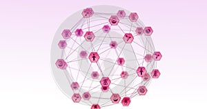 Image of network of connections over pink background