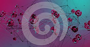 Image of network of connections over pink background