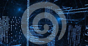 Image of network of digital connections and data processing over spinning globe