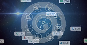 Image of network of social media icons and numbers