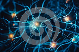 An image of neurons associated with speech processes, such as neurons in Broca's and Wernicke's areas