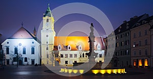 Image of night light of Bratislava with Main Square