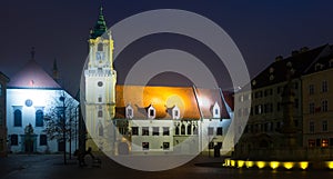 Image of night light of Bratislava with Main Square