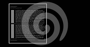 Image of numbers changing and data processing on computer screen over black background