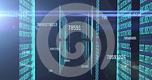 Image of numbers changing over data processing on computer servers