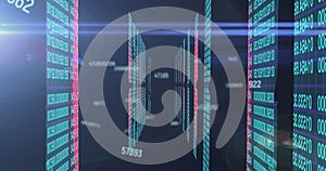 Image of numbers changing over data processing on computer servers