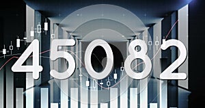 Image of numbers changing over statistics and data processing