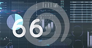 Image of numbers changing over statistics and data processing