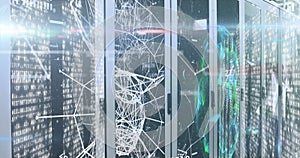 Image of numbers and data processing over computer servers