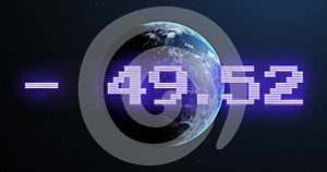 Image of numbers data processing over globe