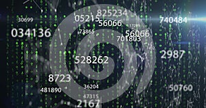 Image of numbers processing, binary coding and data processing