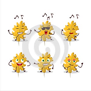 An image of oak yellow leaf angel dancer cartoon character enjoying the music