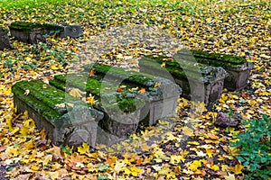 Image of Old graves in the church yard of Church of the Beheading of John the Baptist in Dyakovo, Kolomenskoye, Moscow