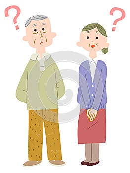 The image of an old man and woman thinking
