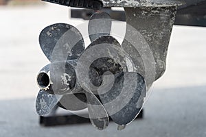 Image of Old rusty metal boat engine thruster turbine