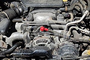 Image of an old sport car rusty engine.