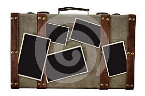 Image of old vintage luggage with blank photos for photography m
