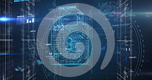 Image of online security padlock with data processing