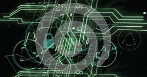 Image of online security padlock over data processing