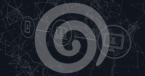 Image of online technology icons and digital data processing