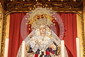 Image of Our Lady La Virgen de la Estrella Coronada (Virgin of Star) inside of the Chapel of the Brotherhood of the de photo