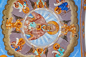 The image of Our Lady in the mural of the Cathedral of the Sokolinsky Monastery in Bulgaria