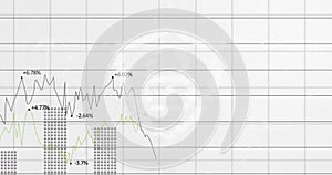 Image of padlock and financial data processing over white background