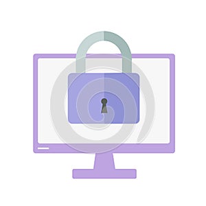 Image of padlock in front of computer monitor. EU regulations. Personal data. GDPR, RGPD. General Data Protection photo