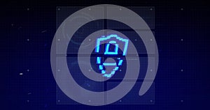 Image of padlock icon over scope scanning and data processing