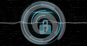 Image of padlock and scope scanning over data processing